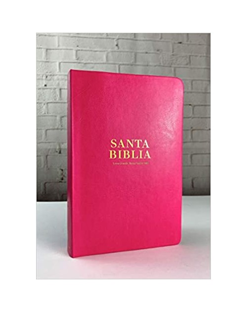 Biblia Reina Valera 1960 Letra Grande, Tamaño Manual, Imitación Piel Color Rosa