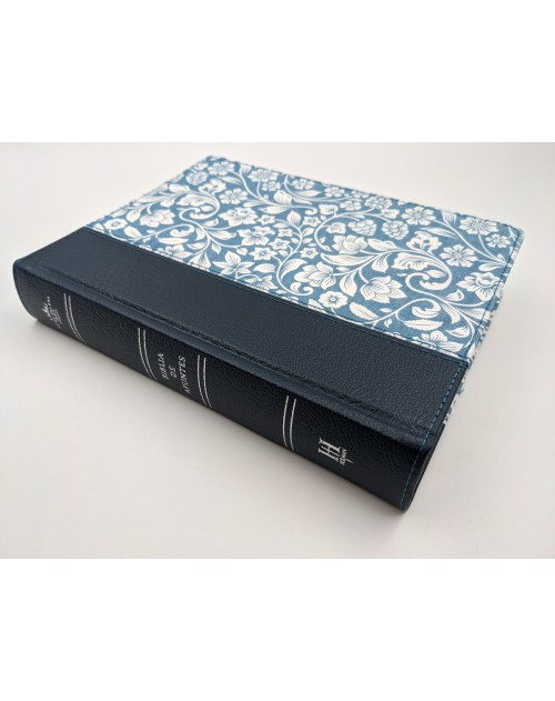 Biblia de apuntes RVR60 - Azul - Piel genuina y tela impresa