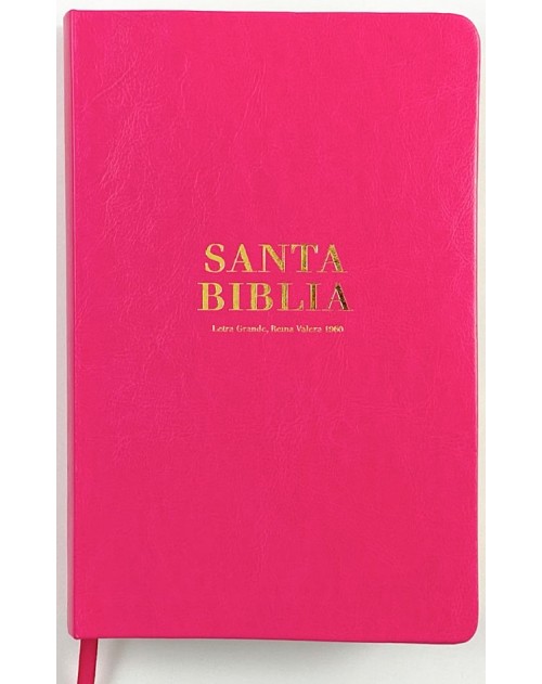 Biblia Reina Valera 1960 Letra Grande, Tamaño Manual, Imitación Piel Color Rosa