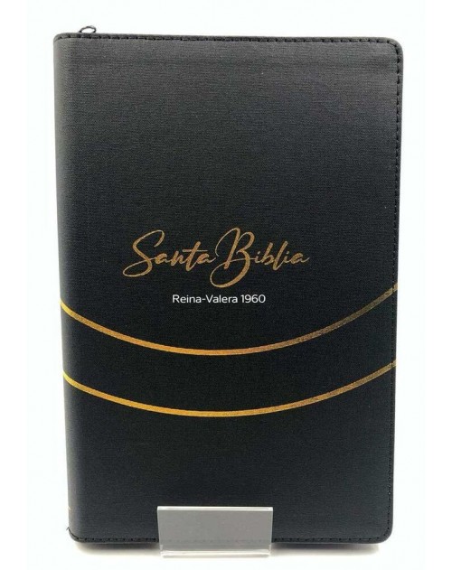 Biblia Ultrafina tapa de tela con cremallera. Negro Oro